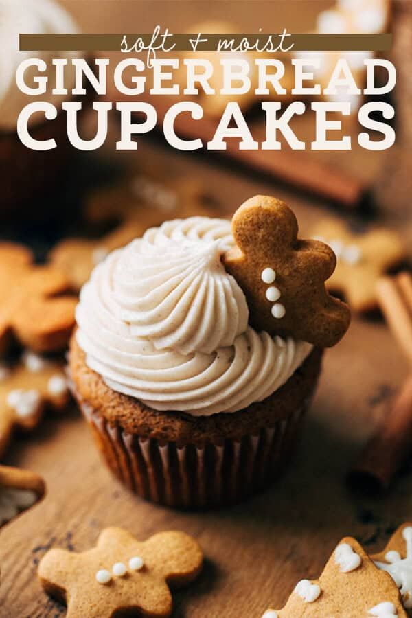 gingerbread cupcakes with white frosting on top