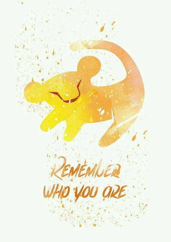 an orange and yellow dog with the words remember who you are on it's back