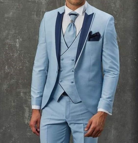 Men Suits 3 Piece Designer Tuxedo Sky Blue And Blue Style Suits Wedding Party Suits Elegant Suits Formal Fashion Suits Bespoke For Men Sky Blue Tuxedo, Blue Tuxedo Men, Men's Tuxedo Wedding, Designer Tuxedo, Suit Prom, Suits Groom, Blue Tuxedo, Groom Suits, Suit Man