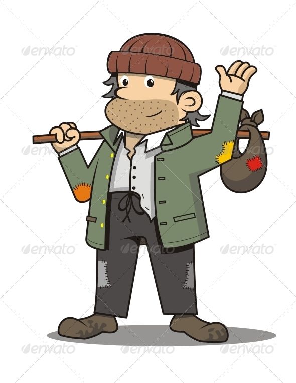 a man with a beard and hat holding a stick in his hands - people characters