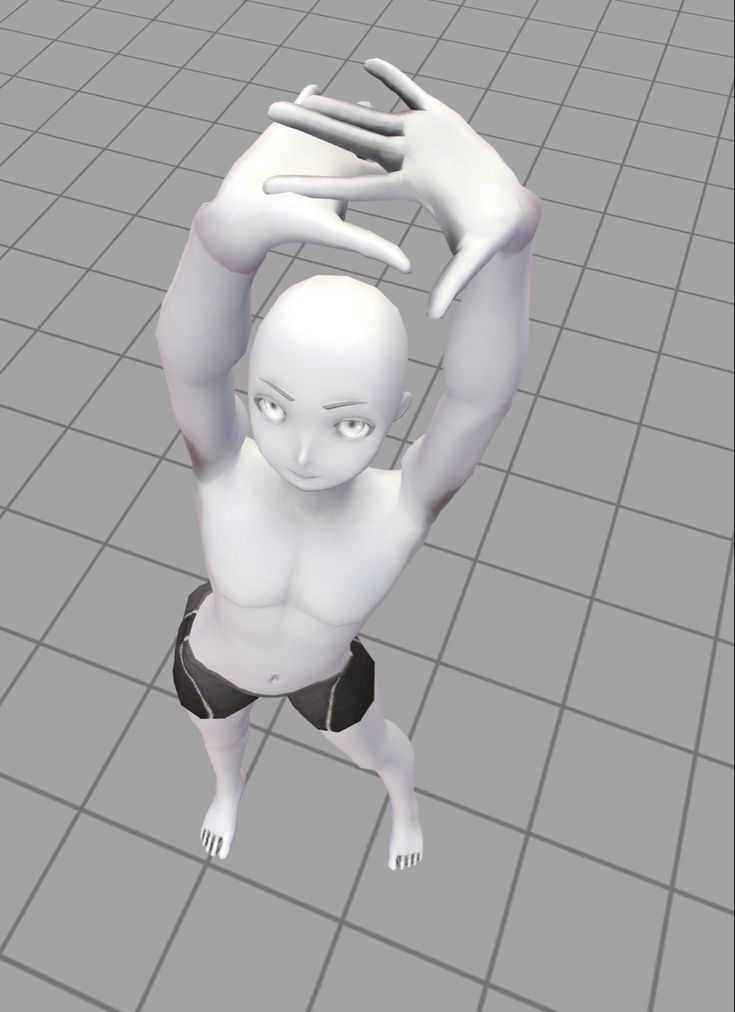 an animation character is standing on one leg and holding his hands up in the air