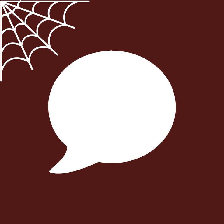 a white speech bubble sitting on top of a spider web