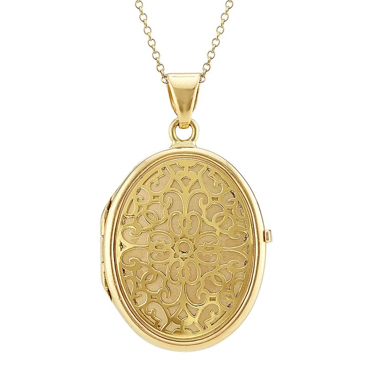 Elegant Oval Locket Necklace As A Gift, Elegant Oval Locket Necklace For Gift, Elegant Gold Filigree Locket Necklace, Gold Oval Link Locket Necklace For Formal Occasions, Elegant Hallmarked Locket Necklace For Formal Occasions, Elegant Yellow Gold Locket Necklace, Classic Gold Locket Necklace With Oval Pendant, Classic Gold Oval Locket Necklace, Gold 14k Oval Pendant Locket Necklace