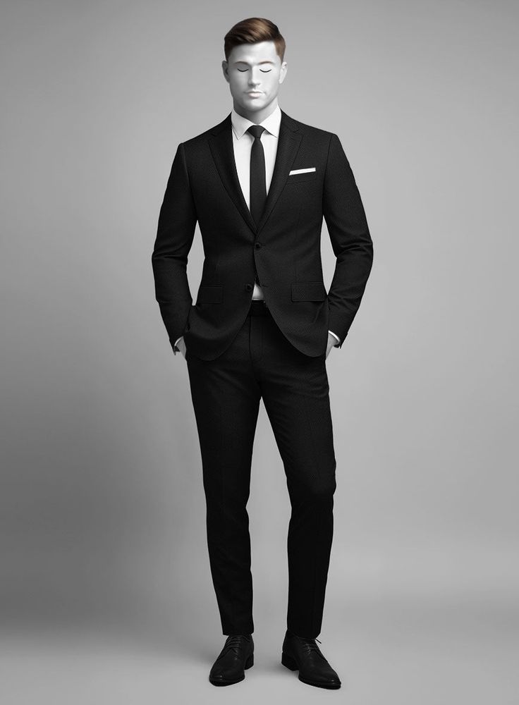 Revamp your style quotient with our Napolean Crossweave Wool Suit – a perfect fusion of contemporary sophistication and classic charm. Meticulously crafted from a luxurious wool blend, this suit seamlessly blends comfort with resilience, while its classy black hue exudes versatility, allowing you to transition seamlessly. Whether conquering the demands of a busy day or stepping into a formal affair, this suit will be your go-to choice for a stylish and confident look.  Look Includes   Napolean Crossweave Wool Fabric  Two Button Jacket Style  Notch Lapel  Horn Royal Black Buttons  Single Vent  Three Cuff Buttons  Two Welted Back Pockets on Trousers   Click 'Customize Now' to modify the look if needed.   Lining: Viscose, Dry Clean, Pants can be lightly washed. Grey Check Suit, Herringbone Tweed Jacket, Tweed Pants, Herringbone Jacket, Beige Suits, Check Suit, Herringbone Tweed, Tweed Suits, Suits And Jackets