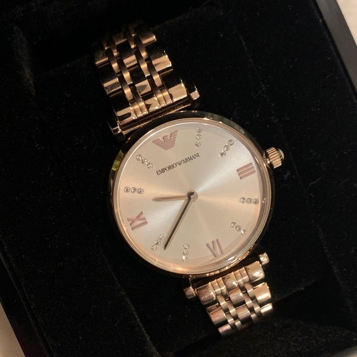 Brand New In Box! Armani Rose Gold Watch. No Scratches Armani Watches Women, Rose Gold Watches For Evening With Round Dial, Evening Rose Gold Watches With Round Dial, Evening Rose Gold Watches, Classic Rose Gold Watches As Gift, Classic Rose Gold Watches For Gifts, Elegant Rose Gold Watch With Round Dial, Elegant Rose Gold Watch As A Gift, Elegant Rose Gold Diamond Watch As A Gift