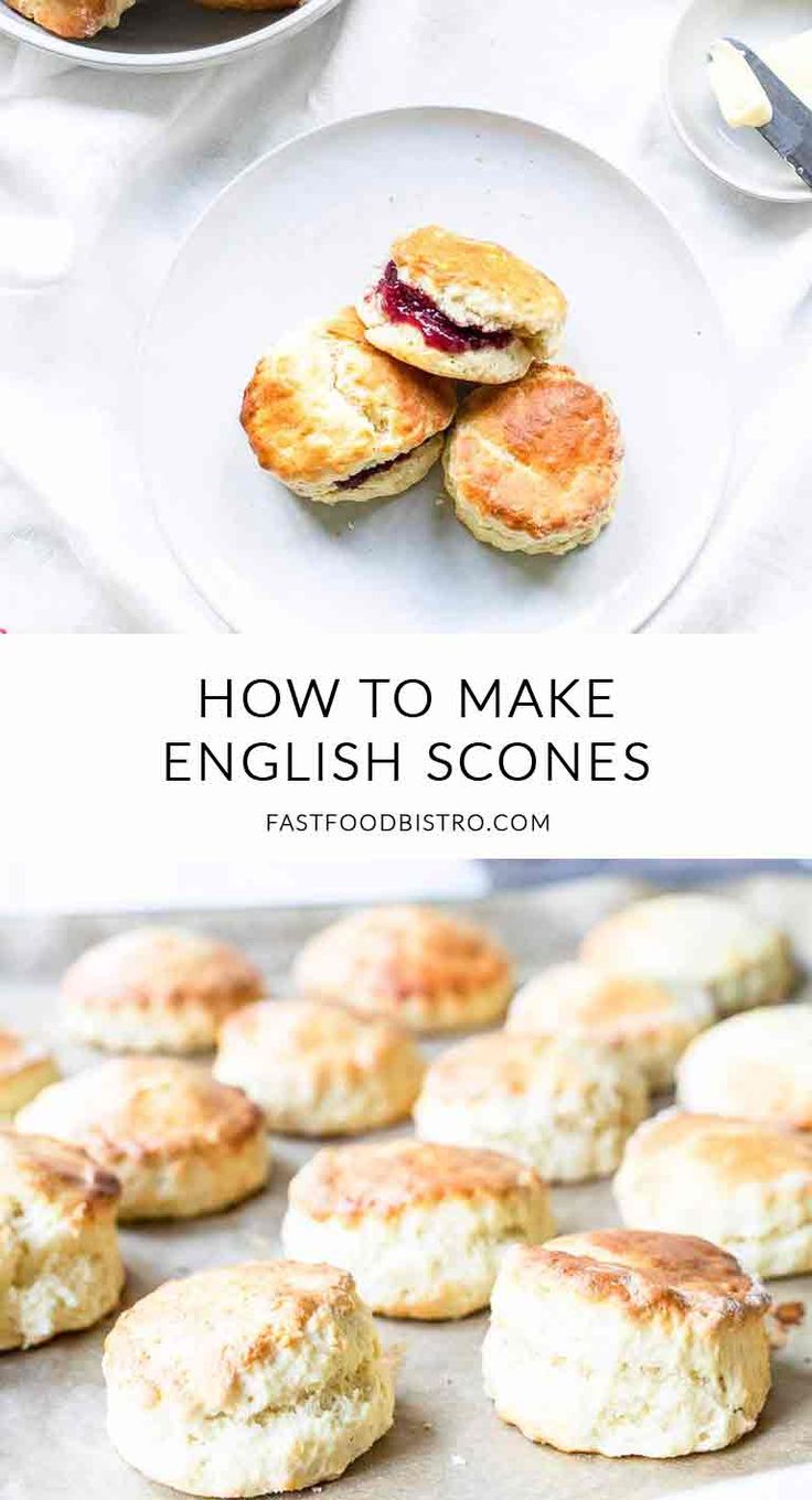 english muffins and biscuits on a plate with the words how to make english scones