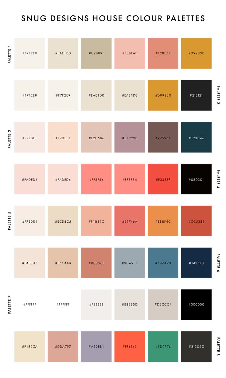 the color palettes for snug designs house