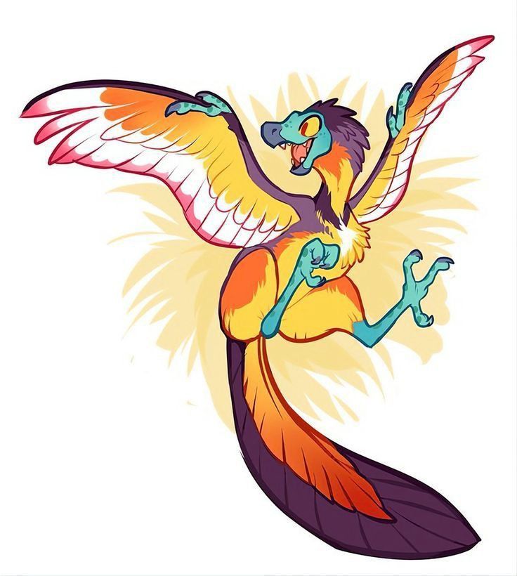 a colorful bird flying through the air with its wings spread out and two hands in the air