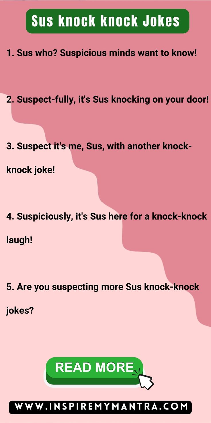 Sus Knock Knock Jokes Sus Jokes, Sushi Jokes, Funny Puns, Out Loud, Brighten Your Day, Knock Knock, Puns, Get Ready, Good Things