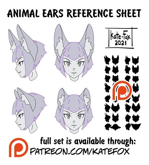 an animal ears reference sheet is shown