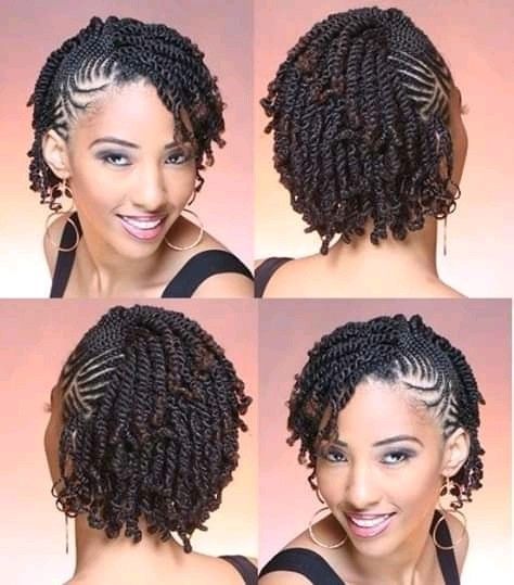 Pin by Kristie Hinton on Hair I love in 2022 | Natural hair twists, Natural hair braids, Short hair twist styles Natural Hair Twists With Cornrows, Natural Plait Hairstyles For Black Women, Natural Hair Plaiting Styles, Plaiting Natural Hair Styles, Twist Outs On Natural Hair Short 4c, Short Twists Natural Hair, Two Strand Twist Hairstyles, Flat Twist Styles, Short Hair Twist Styles