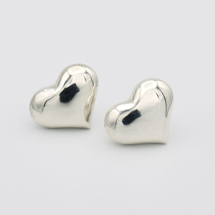 Beautiful .925 sterling silver heart shape earrings. Stud push back earrings. Nickel-free Heart Shaped Sterling Silver Earrings, Silver Heart-shaped Jewelry With Heart Print, Vintage Style Nickel-free Silver Heart Earrings, Sterling Silver Nickel-free Heart Earrings For Valentine's Day, Hypoallergenic Heart-shaped Sterling Silver Earrings, Crow Pendant, Skeleton Earrings, Resin Bracelet, Heart Shaped Earrings