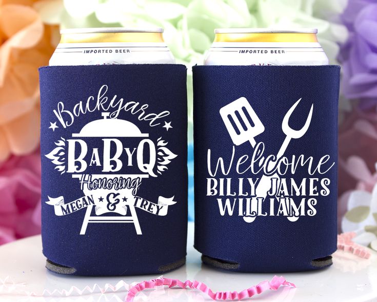 Baby Q Can Cooler - custom designed and printed, personalized can coolers help you Celebrate Happy even before your event starts. They make the perfect party favor to take home after your baby shower! - Yippee Daisy  #cancoolers #partyfavor Colorful Baby, Summer Party Decorations, Baby Q, Colorful Aesthetic, Perfect Baby Shower, Event Inspiration, Can Coolers, Cold Hands, Shower Decor