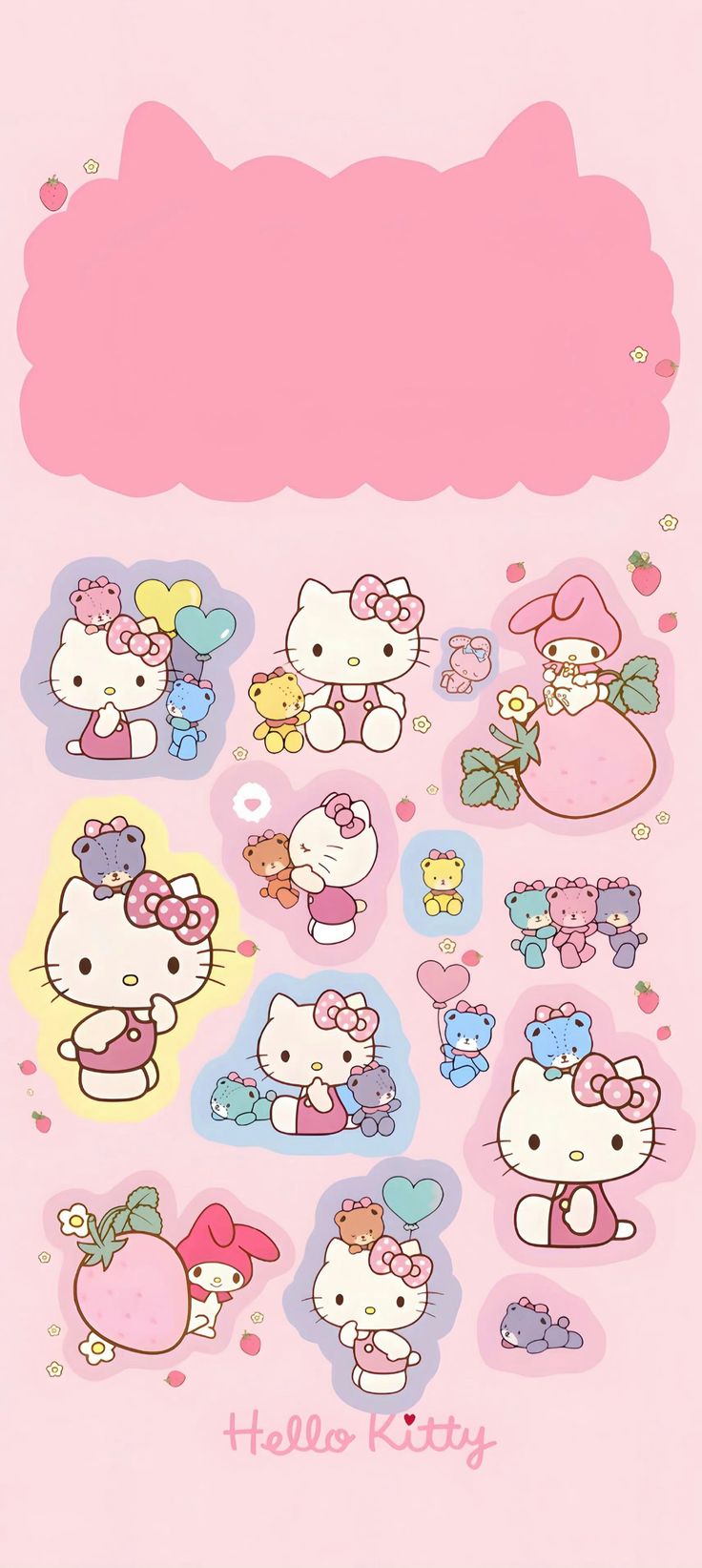 hello kitty stickers on a pink background