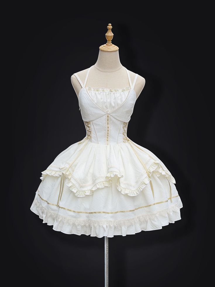 Tavimart French Romantic Style Jsk Lolita Cosplay Sweet Girls Gothic Vintage Princess Dark Helloween Tunic Bowknot Backless Ruffle Dress White Fairy Kei Fitted Cosplay Costume, White Fitted Fairy Kei Cosplay Costume, Gothic Cosplay Costume With Ruffles For Party, Fantasy Ruffle Corset Dress For Cosplay, White Sleeveless Corset Dress For Costume Party, Cosplay Corset With Attached Cancan, White Corset Dress For Costume Party, Fairy Kei Style White Costume, White Fairy Kei Costume For Costume Party