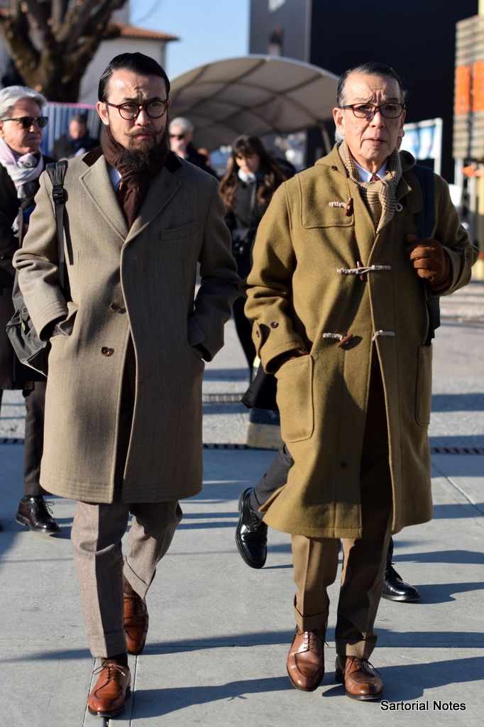 Classic Style from Pitti Uomo 91 in Florence - Yukio Akamine, Duffle Coat Men, Duffle Coat Outfit, Photos Of Men, Duffel Coat, Ivy League Style, Gents Fashion, Mens Attire, Italy Outfits