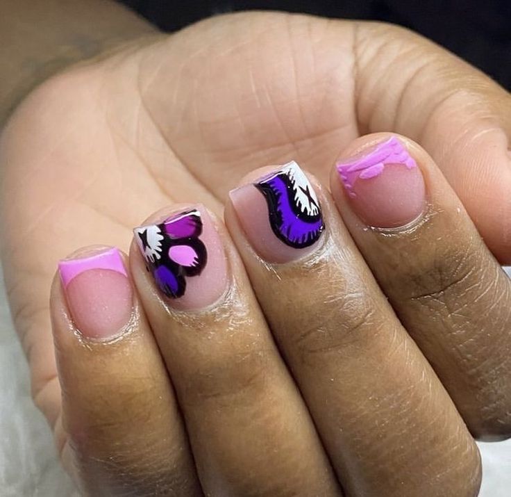 Floral Nails Summer, Acrylic Nails Ombre, French Manicure Glitter, Nail Art French, Nails Floral, Kids Nail Designs, Overlay Nails, Glitter Nails Acrylic, Nails Ombre