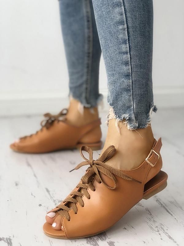 Material:PUFeature:Bandage , SolidOccasion:Going out , Casual , VacationHeels Height:Low (1cm-3cm)Seasons:SummerType:SandalsColor:BROWN,APRICOTSize:35,36,37,38,39,40,41,42 Trendy Closed Toe Lace-up Sandals For Vacation, Brown Flat T-strap Sandals For Summer, Brown Flat Heel Slingback Sandals For Spring, Brown Slingback Sandals With Buckle Closure For Summer, Closed Toe Slingback Sandals With Strap For Summer, Brown Open Toe T-strap Sandals For Spring, Brown Flat Lace-up Sandals For Spring, Brown Strap Slingback Sandals For Summer, Summer Brown Slingback Sandals With Strap