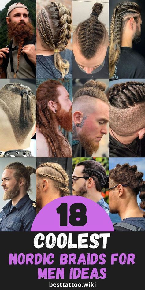 Dive into the world of Viking-inspired hairstyles with our exclusive collection of the top 18 Nordic braids for men in 2024. Explore the rugged elegance of these braided looks, perfect for gentlemen seeking a bold and distinctive appearance. Whether you prefer short or long hair, our selection offers versatile options to match your style and personality. Embrace the spirit of the Norse warriors and unleash your inner strength with our meticulously crafted Nordic braids. Nordic Men Hairstyle, How To Do Viking Braids Hairstyles, Viking Braids Men Shaved Sides, Men's Viking Braids, Viking Man Hair, Viking Hair Medium Length, Nordic Hairstyle Men, Men’s Viking Hair, Viking Short Hairstyles