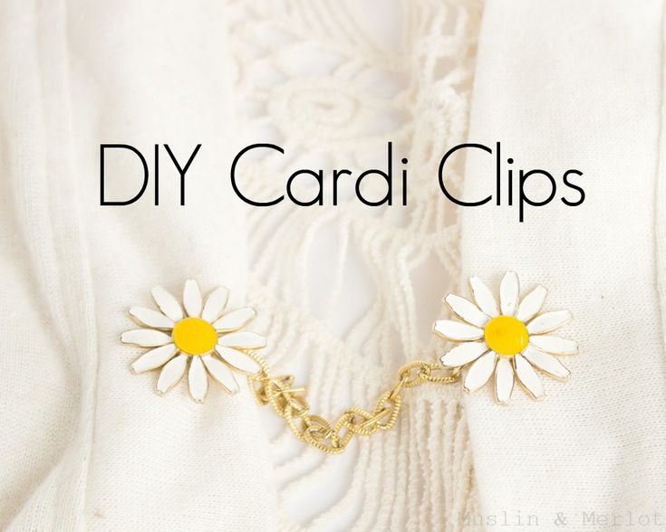 a close up of a flower on a chain with the words diy cardi clips