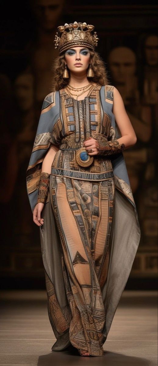 Ancient Egypt Fashion Runway, Egyptian Era Fashion, Ancient Egypt Aesthetic Outfit, Egypt Style Fashion, Ancient Egypt Aesthetic Fashion, Egypt Fashion Modern, Egyptian Ancient Clothing, Egyptian Runway, Ancient Egypt Outfits