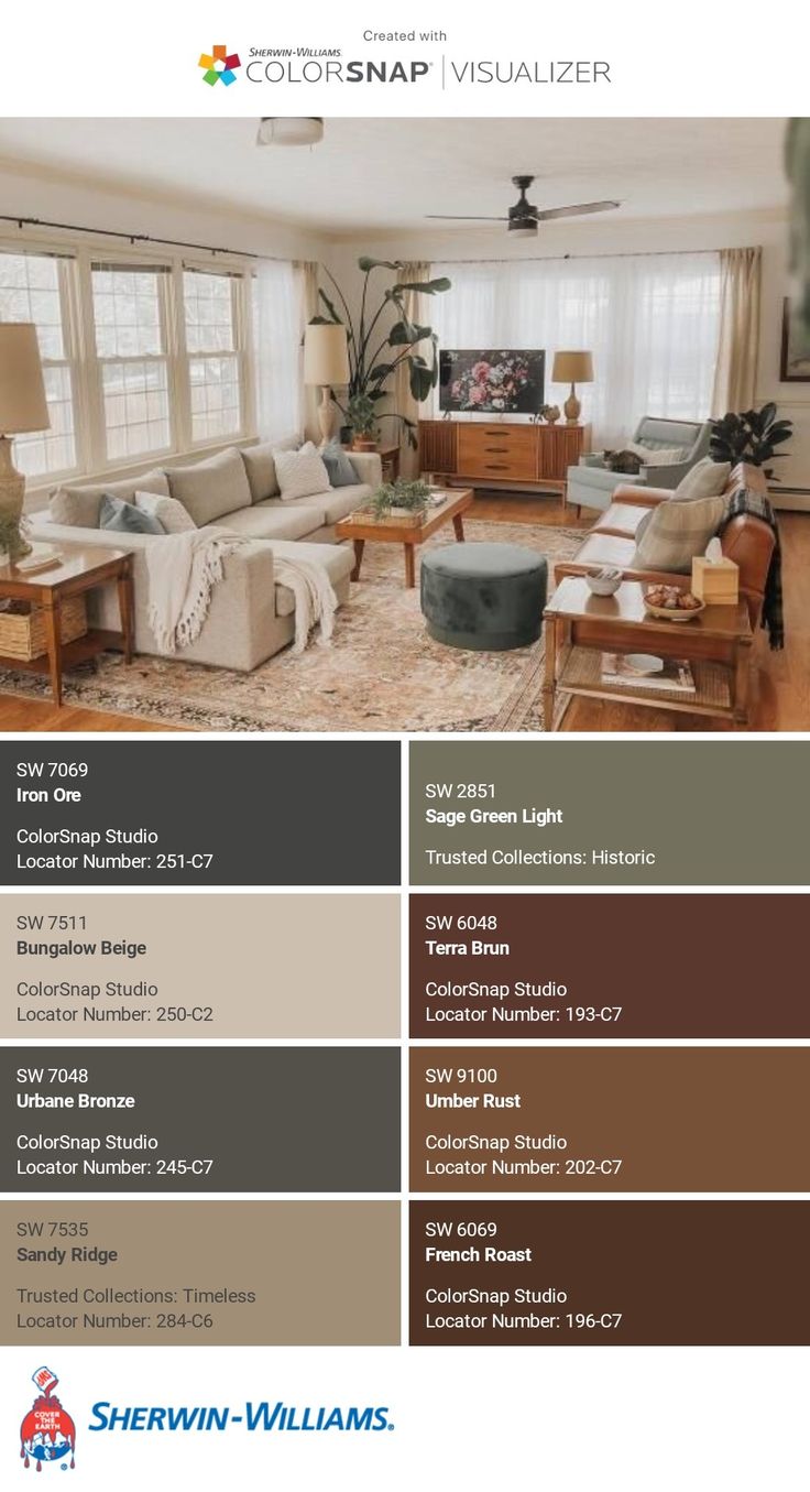 the color scheme for this living room is brown