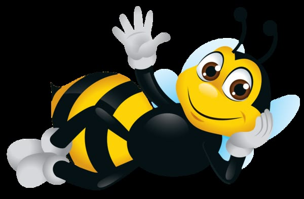 a cartoon bee flying through the air with its legs spread out and eyes wide open