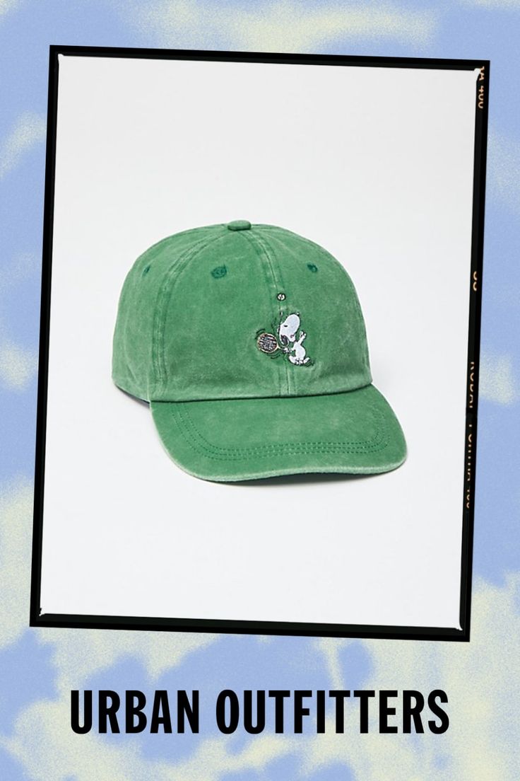 Washed cotton paneled dad cap topped with a Snoopy icon at the front. Fitted with an adjustable strap closure and a curved brim. Features Snoopy motif dad hat Paneled construction Adjustable closure Content + Care 100% Cotton Spot clean Imported | Snoopy Tennis Washed Dad Hat in Green, Men's at Urban Outfitters Urban Outfitters Casual Cotton Hat, Urban Outfitters Casual Hats, One Size Fits Most, Urban Outfitters Casual Hat With Curved Brim, Urban Outfitters Adjustable Cotton Hat, Urban Outfitters Casual Curved Brim Hat, Casual Urban Outfitters Hat One Size, Casual Hats From Urban Outfitters, One Size Fits Most, Casual Hats By Urban Outfitters, Casual Adjustable Hats From Urban Outfitters