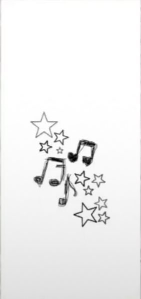 a drawing of musical notes and stars