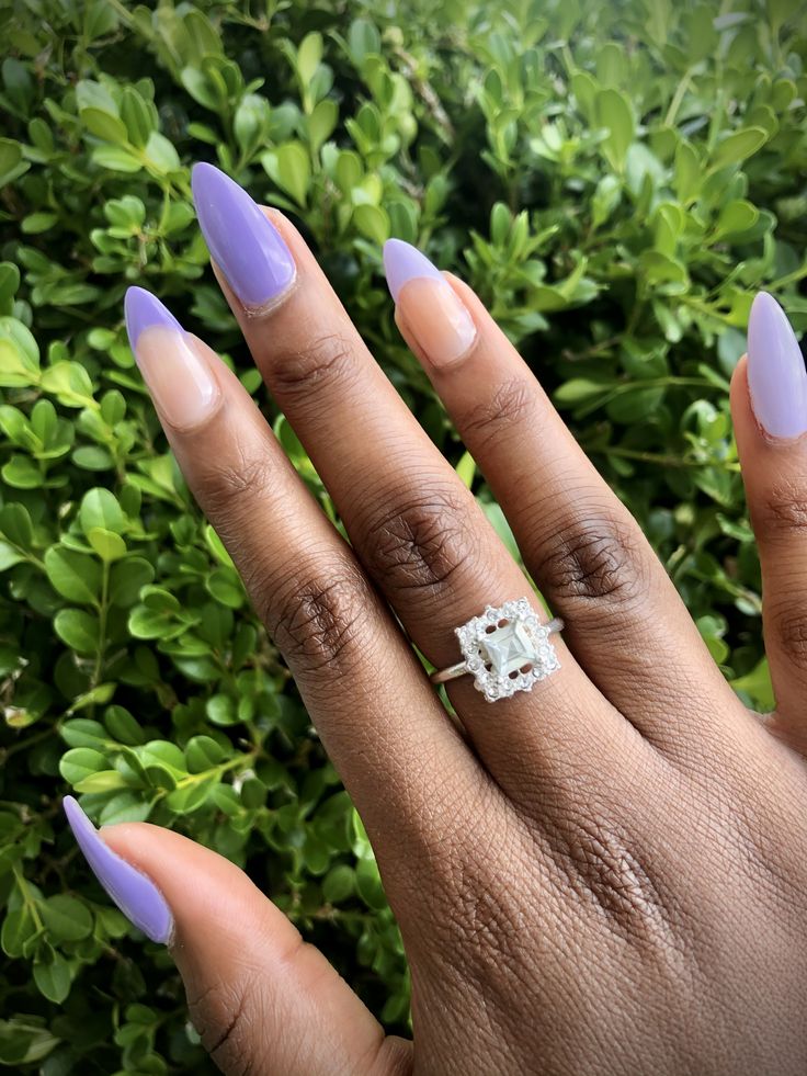 Lavender and lilac almond nails Purple Gel French Tip Nails, Summer Almond Nails Purple, Powder Purple Nails, Purple French Tip Nails Acrylic Almond, Light Purple And White Nails, Almond Nails Lilac, Almond Nails Lavender, Lavender Nails Almond, Light Purple Almond Nails