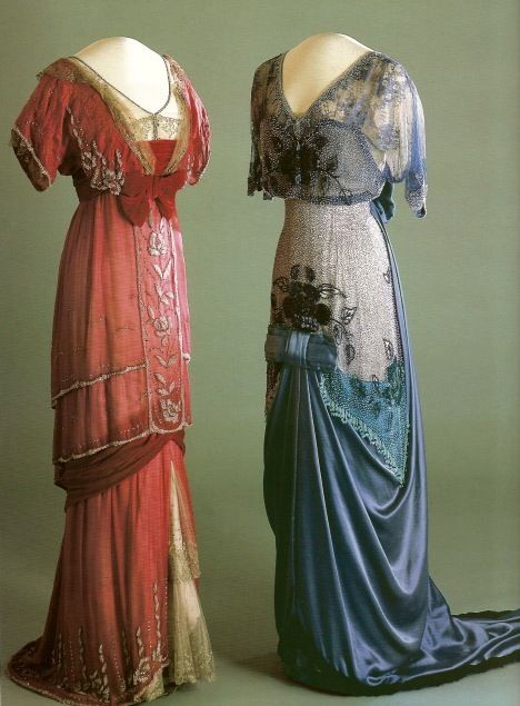 Edwardian Evening Gown | 1910 - 1913 Evening dresses worn by Maud Edwardian Gowns, Fashion 1910, Paul Poiret, Evening Wear Dresses, 1910s Fashion, 파티 드레스, 20th Century Fashion, Edwardian Dress, Look Retro