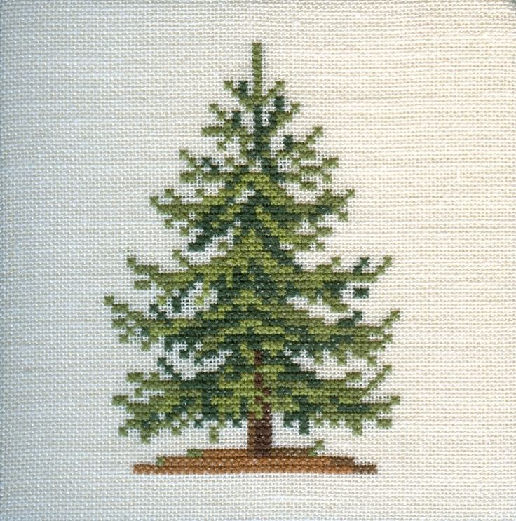 a cross stitch picture of a pine tree