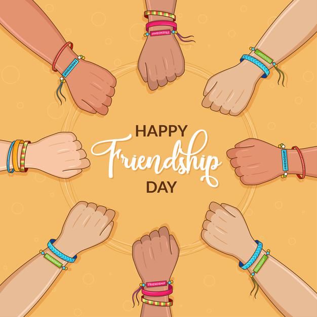 many hands holding each other in a circle with the words happy friend day written on it