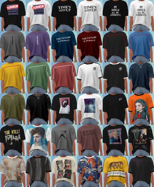 many different types of t - shirts are shown in this image, including one with the same