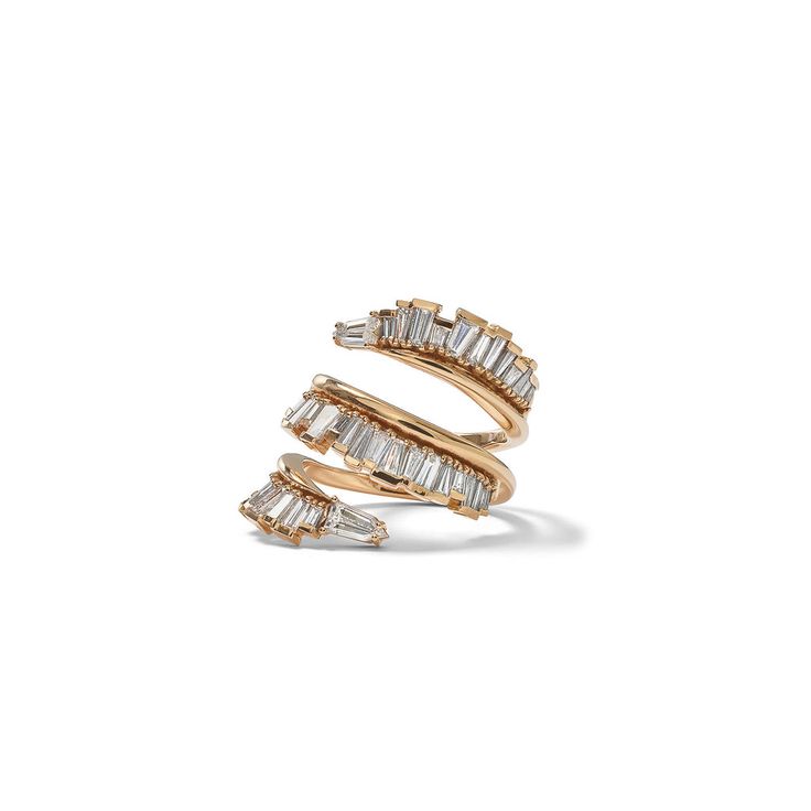 Triple Ruched Coil Ring - Diamond Radiant Rings, Fine Jewelry Rings, Coil Ring, Diamond Fashion Jewelry, Acoustic Music, Rose Gold Diamond Ring, Rings Fashion, Gold Diamond Ring, Expensive Jewelry