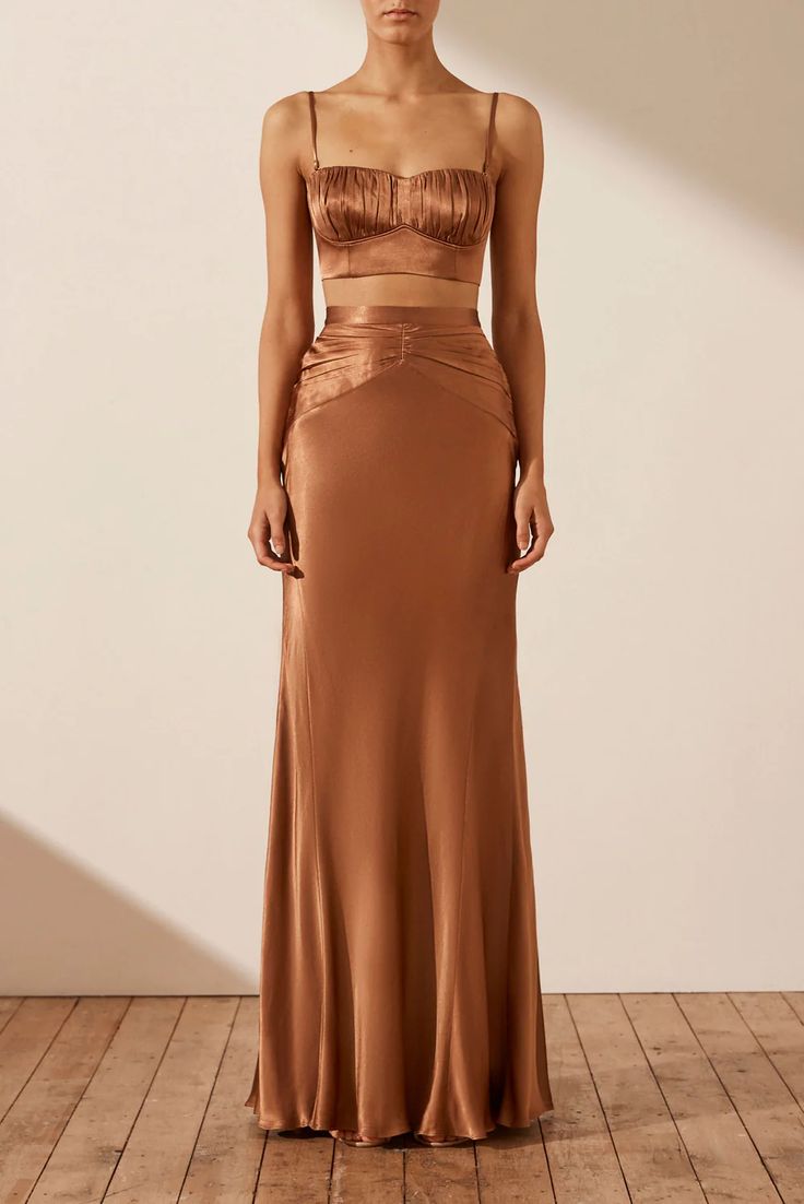 La Lune Ruched Maxi Skirt | Almond | Skirts | Shona Joy – Shona Joy International Shona Joy La Lune, Shona Joy Dress, Uzun Boy, Almond Color, Church Fits, High Fashion Dresses, Ruched Maxi Dress, Bridesmaid Dress Colors, Shona Joy