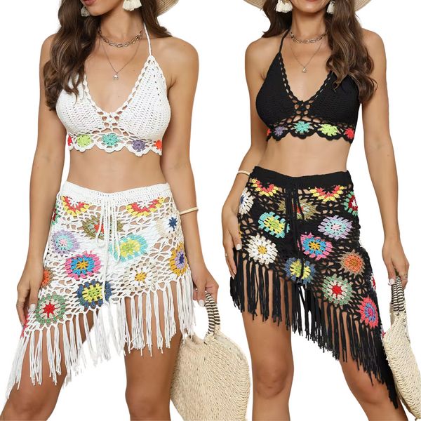 Chic, stylish Beach Bikini Cover up SET, Crochet Design, tassel beach Beach Coverup Dress, Crochet Design, Lounge Dress, Women's Cover Up, Summer Beach Wear, Beach Wears, Cover Up Dress, Two Piece Set, Crochet Designs