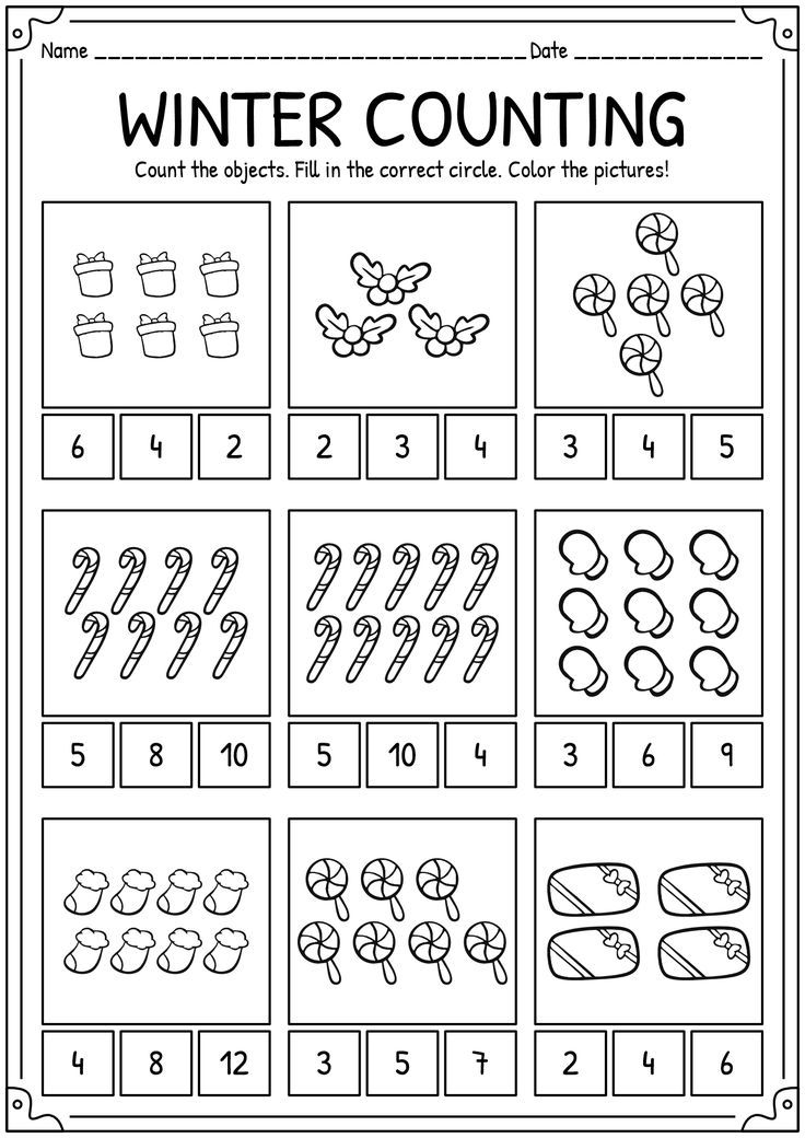 the winter counting worksheet for kids to practice numbers and count them in order