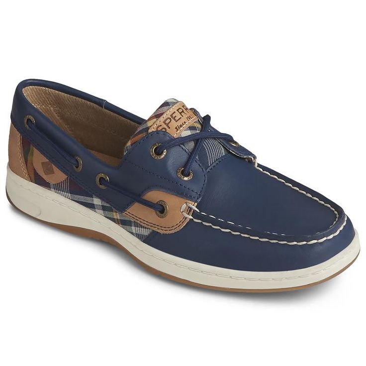 Sperry Women's Bluefish Plaid Boat Shoes – PROOZY Summer Lace-up Boat Shoes With Rubber Sole, Navy Leather Casual Slip-ons, Lace-up Boat Shoes For Boating, Leather Sole Lace-up Boat Shoes, Lace-up Boat Shoes With Leather Sole, Slip-on Boat Shoes With Textured Sole, Boat Shoes With Textured Sole And Slip-on Design, Lace-up Boat Shoes With Rubber Sole For Boating, Leather Footbed Boat Shoes With Round Toe