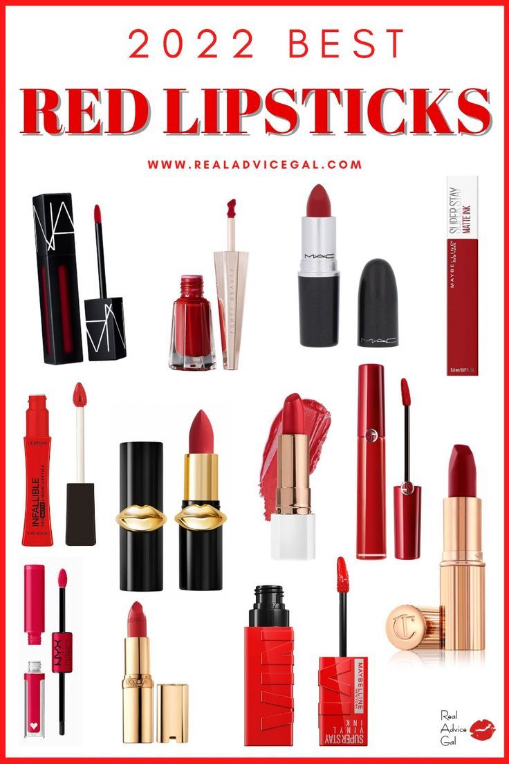 Ultimate list of the best red lipsticks. High-end and drugstore brands of lipsticks with great formula. Blue Based Red Lipstick Drugstore, Best Blue Red Lipstick, Best Red Lipstick For Fair Skin, Red Lipstick Drugstore, Best Matte Red Lipstick, Tomato Red Lipstick, Drugstore Red Lipstick, Christmas Red Lipstick, Best Drugstore Red Lipstick