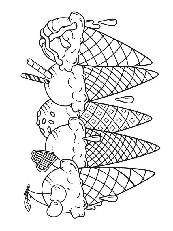 a drawing of an ice cream cone with the word's name on it and some cones