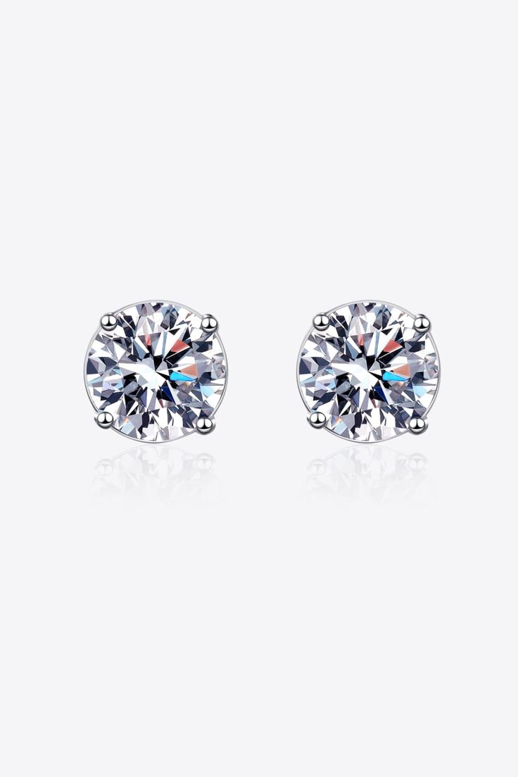 Style: Minimalist Material: 925 sterling silver, Rhodium-plated, Moissanite Product measurements: Length: 0.23 in (0.6 cm) Each earring: 1 carat Total: 2 carat Weight: 0.08 oz (2.3 g) These items will ship directly to you and have a shipping timeline of 7-10 business days! Stone Properties, Moissanite Jewelry, Round Stud Earrings, 3 Carat, Style Minimalist, Girls Jewelry, 2 Carat, 1 Carat, Silver Earrings Studs