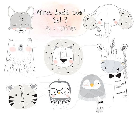 an animal doodle clipart set 2 by handmeck on devisy com