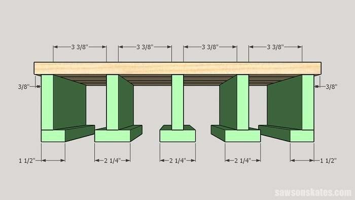 the plans for an outdoor dining table and bench are shown in this image, with measurements to