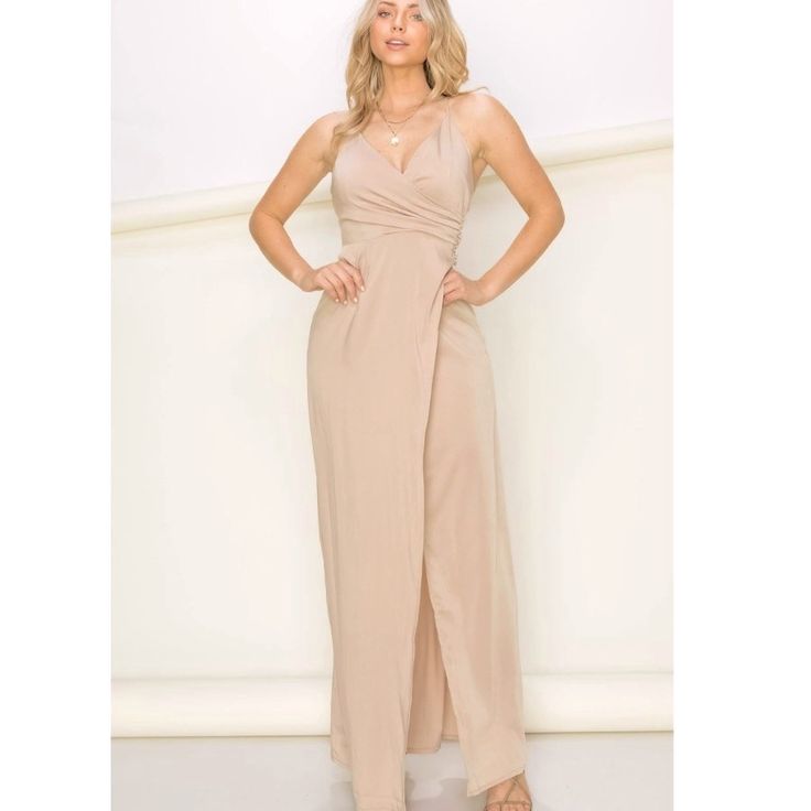 Make An Appearance So Unforgettable In The Let Me Love You Wrap Maxi Dress. Made With A Surplice V-Neckline. It Has A Wrapped Bodice With Slender Shoulder Straps That Crisscross At The Back. 97% Polyester, 3% Spandex. Model Is 5' 7" Tall, 32" Chest, 24" Waist And Wearing A Small Chic Beige Wrap Dress With Surplice Neckline, Chic V-neck Surplice Neckline Dress For Dinner, Chic V-neck Dress With Surplice Neckline For Dinner, Chic V-neck Surplice Dress For Dinner, Summer Beige Maxi Dress For Dinner, Beige Maxi Dress For Summer Dinner, Chic Beige V-neck Maxi Dress, Dressy V-neck Wrap Dress For Date Night, Spring Dinner Maxi Dress In Beige