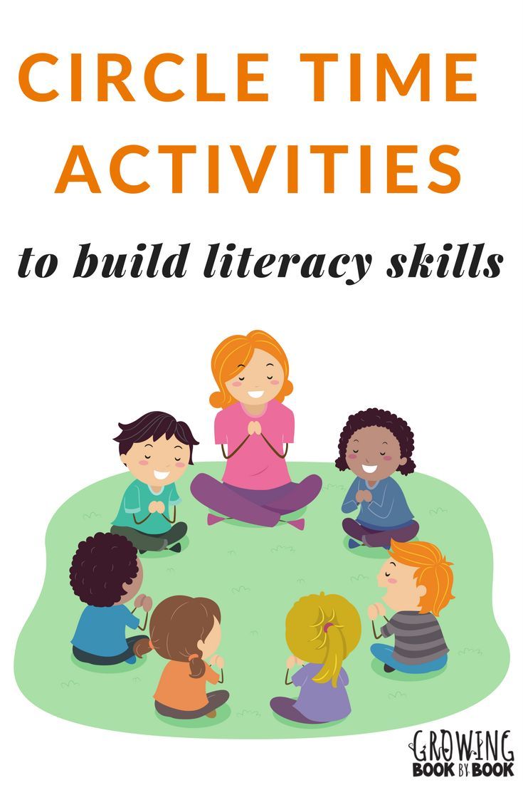 the book cover for circle time activities to build literacy skills with children sitting in a circle