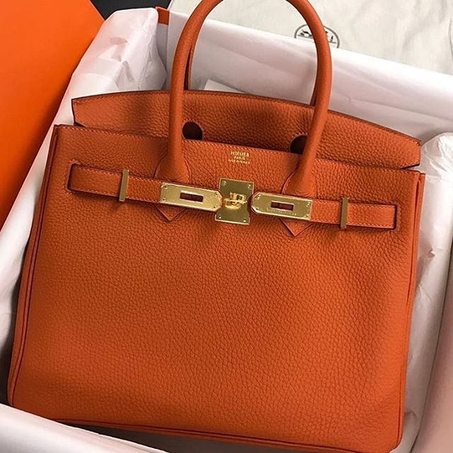 Hermès 30cm Birkin | Orange Togo Leather | Gold Hardware Orange Clutch, Birkin Bags, Orange Handbag, Balenciaga Handbags, Cheap Purses, Handbags Luxury, Perfect Handbag, Togo Leather, Classic Handbags