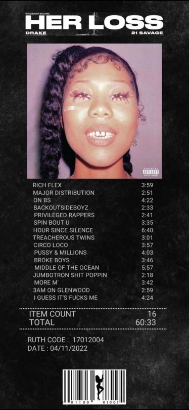 the back cover of her loss album