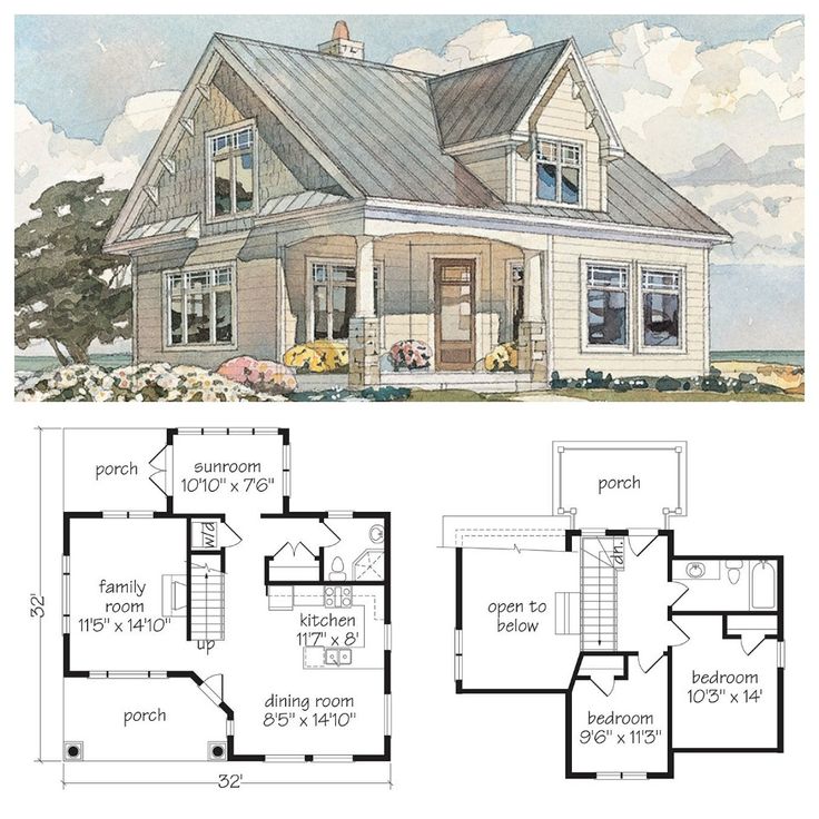 two story house plans with an open floor plan for the front and back of the house