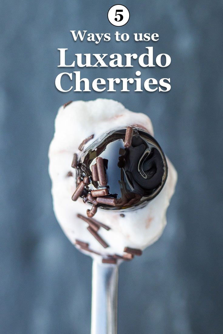 Pinterest image: spoon with caption reading "5 Ways to Use Luxardo Cherries" Fabbri Cherries Recipes, Luxardo Cherries Recipes, Black Cherry Recipes, Cherry Filling Recipes, Alcoholic Food, Luxardo Cherries, Maraschino Cherries Recipes, Cocktail Cherries, Cherry Recipes Dessert